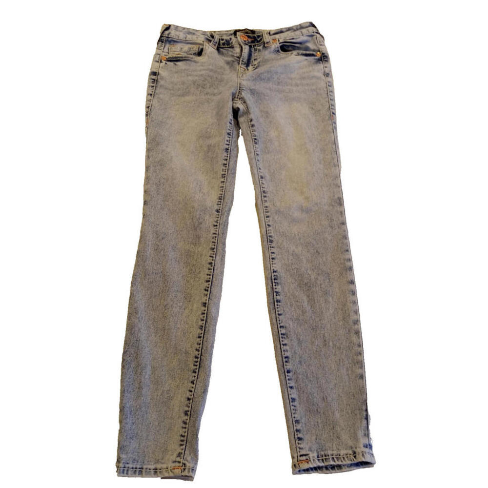 True Religion Jennie Curvy Mid Rise Super Skinny Jeans Women's 28 Acid Wash Blue